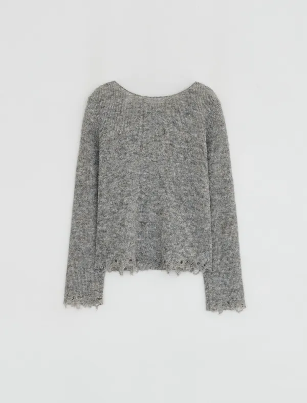 [2nd REORDER] RAW EDGE CARDIGAN [GREY]