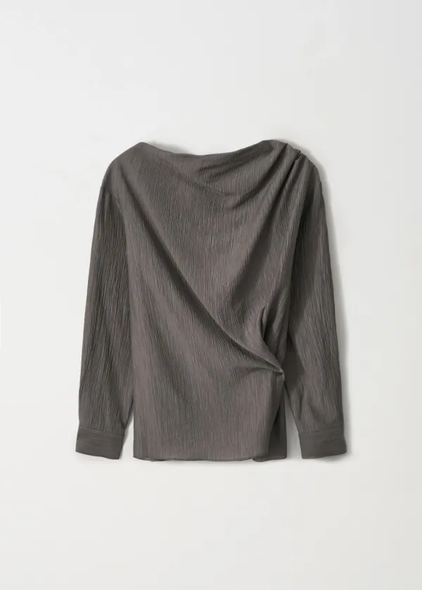 [7th] Boatneck Wrap Blouse_Charcoal