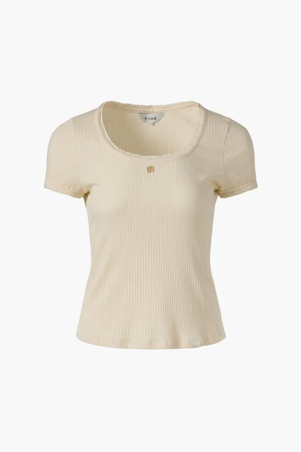 Pointelle Scoop Neck T-shirt, Butter
