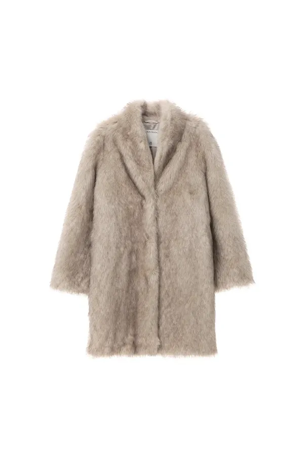 Glow Faux-Fur Coat, Light Beige