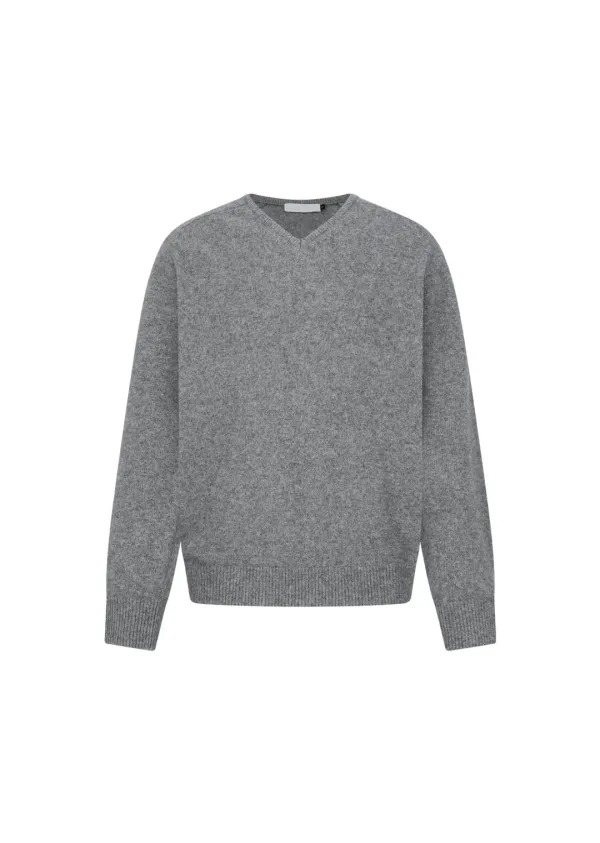 Racoon v-neck knit, Grey