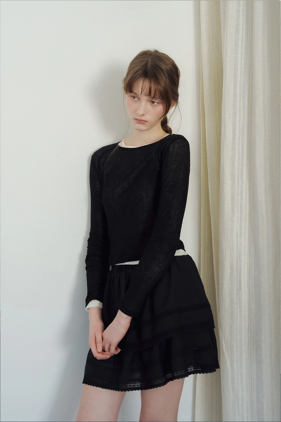 샤드라마 SHEER WOOL CREW NECK -T [BLACK] 상품 이미지 2