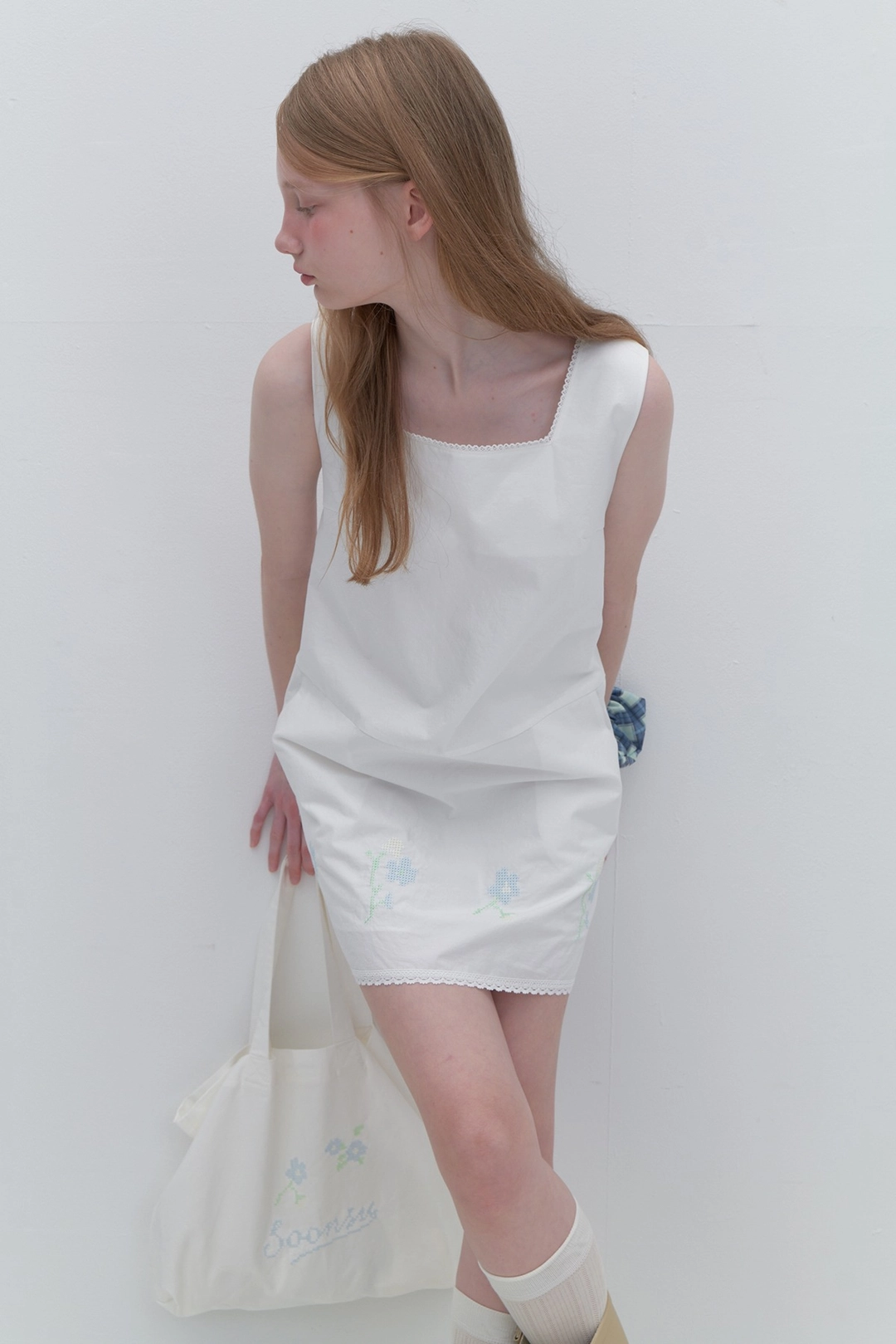 Cross-stitch Dress (White)