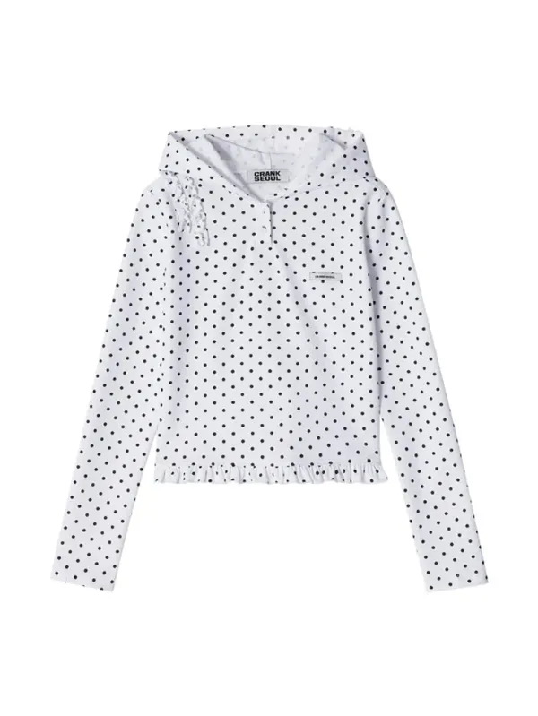 DOT FRILL HOODIE_WHITE