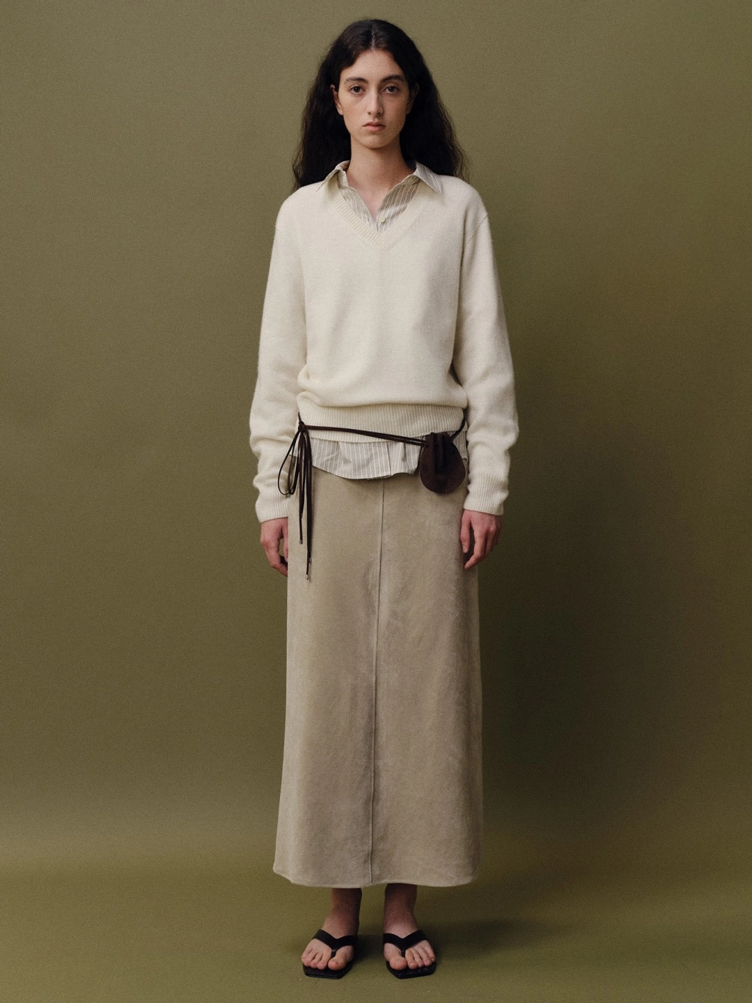 베이오드 Suede long skirt_gray 상품 이미지 2