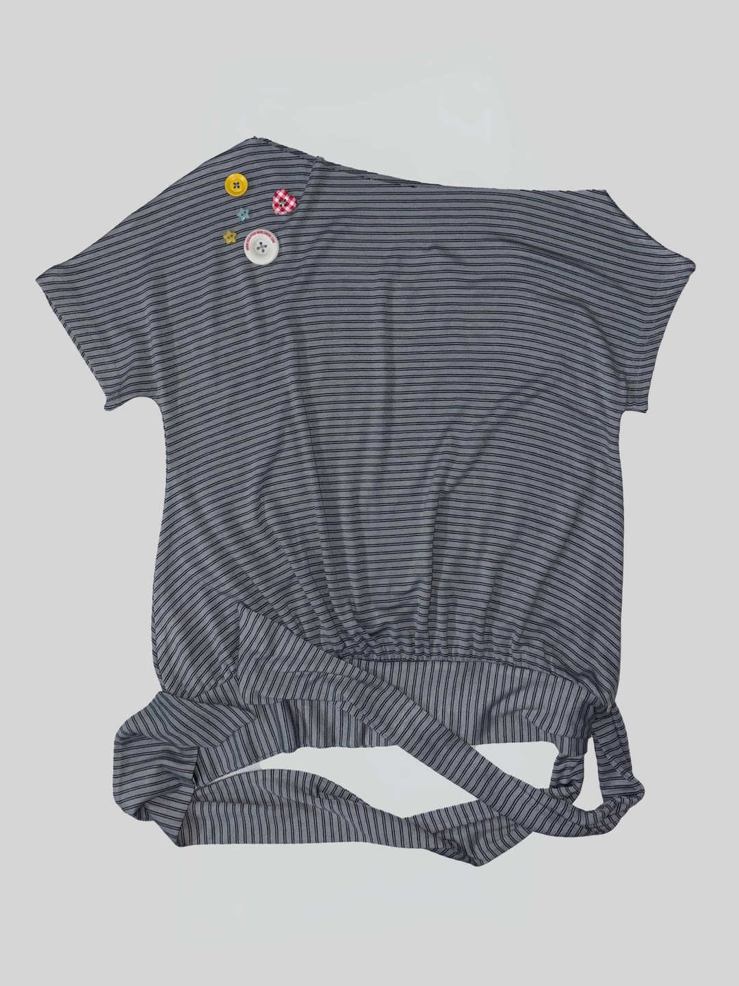 스컬프터 Off-Shoulder Button Tee Dusty Blue 상품 이미지 1
