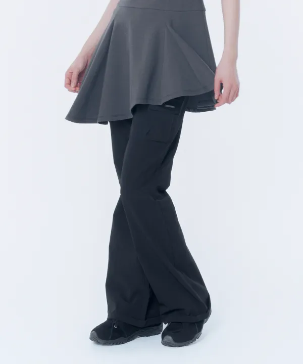 Ribbed side pocket pants BLACK