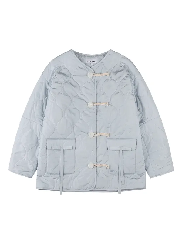 RIBBON QUILTED JACKET [LIGHT GREY]