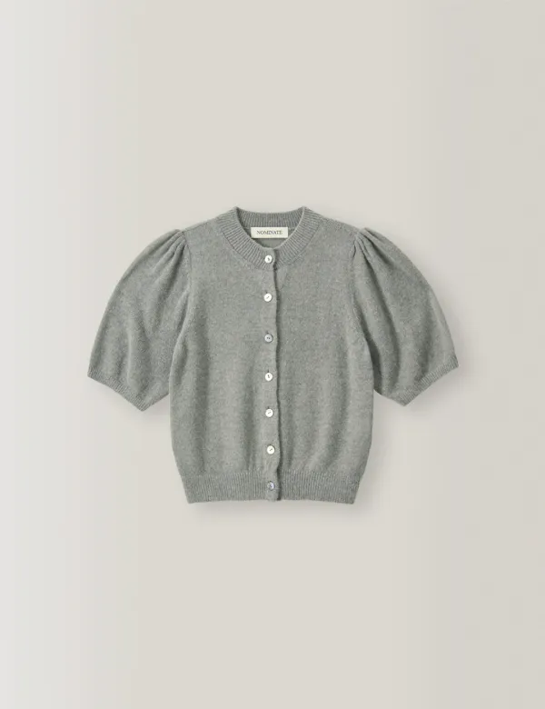 Dolce Puff Short-Sleeve Cardigan (Gray)