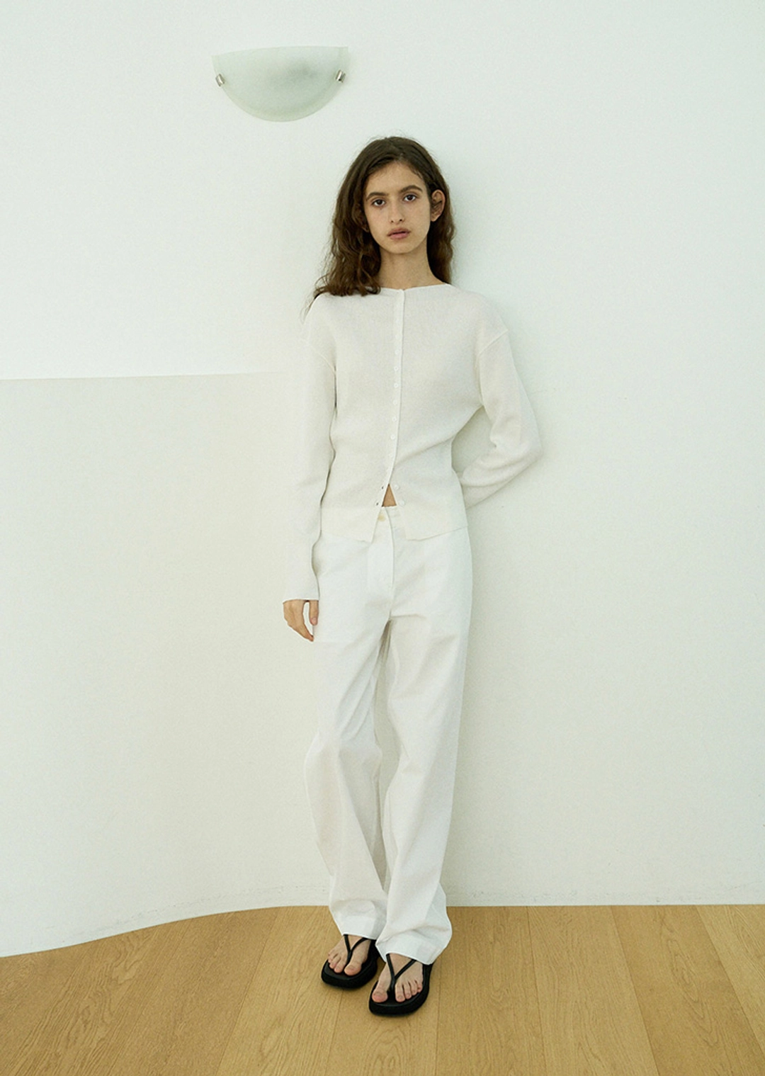 하베크 Long sleeve button cardigan / White 상품 이미지 1