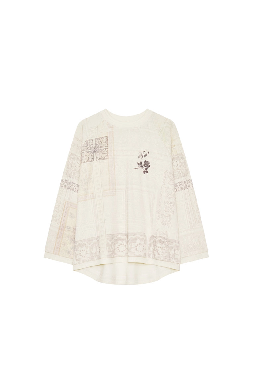 투머치택스 ORNAMENT 02 WAFFLE OVERSIZED LONG SLEEVE T-SHIRT (IVORY) 상품 이미지 1
