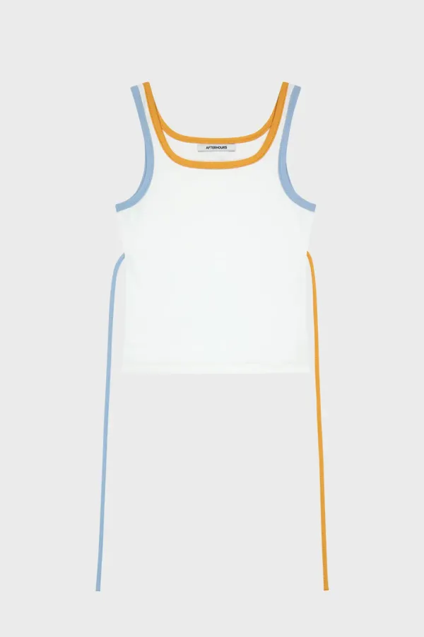 COLOR BLOCKED STRING SLEEVELESS TOP (LIGHT BLUE)