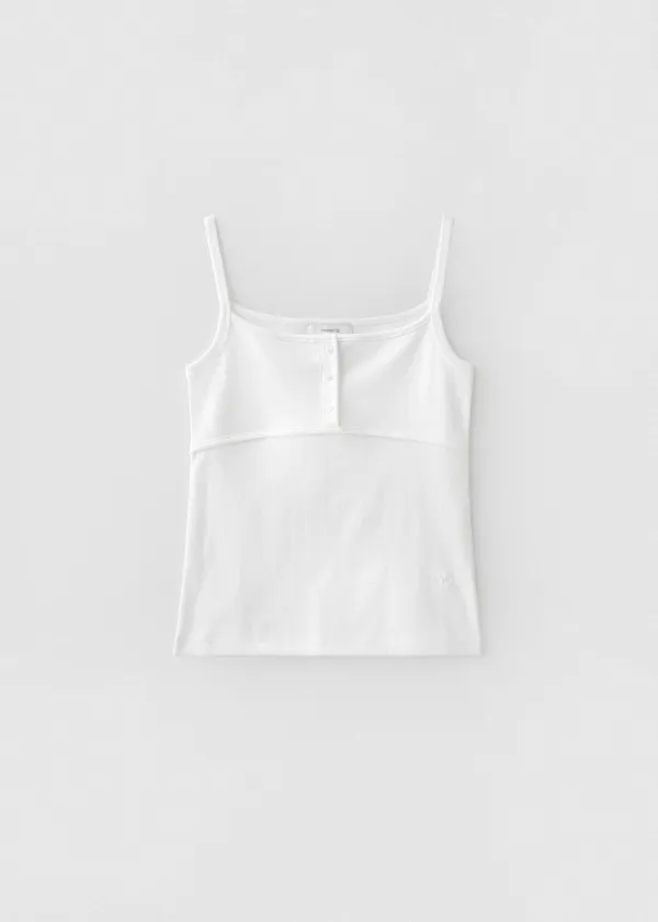Popo three button sleeveless (white)