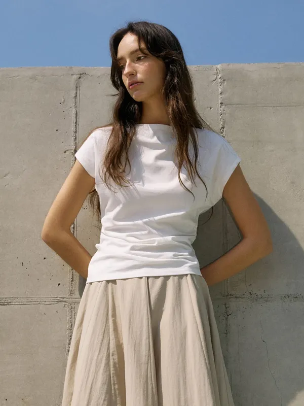 CREAMY BOATNECK T-SHIRTS_2COLOR