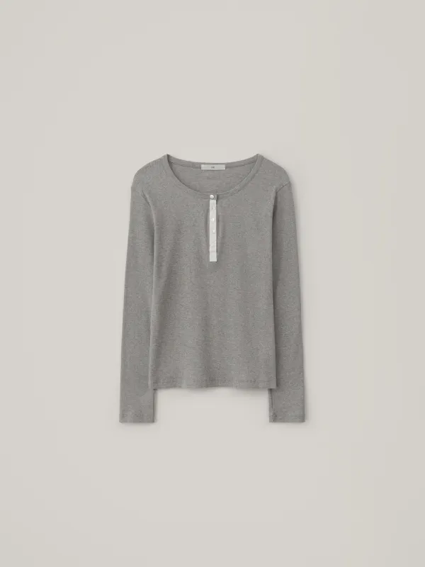 Cotton Rip Henley Top - Gray