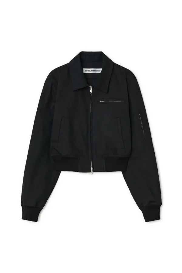 COTTON CROP JACKET, BLACK
