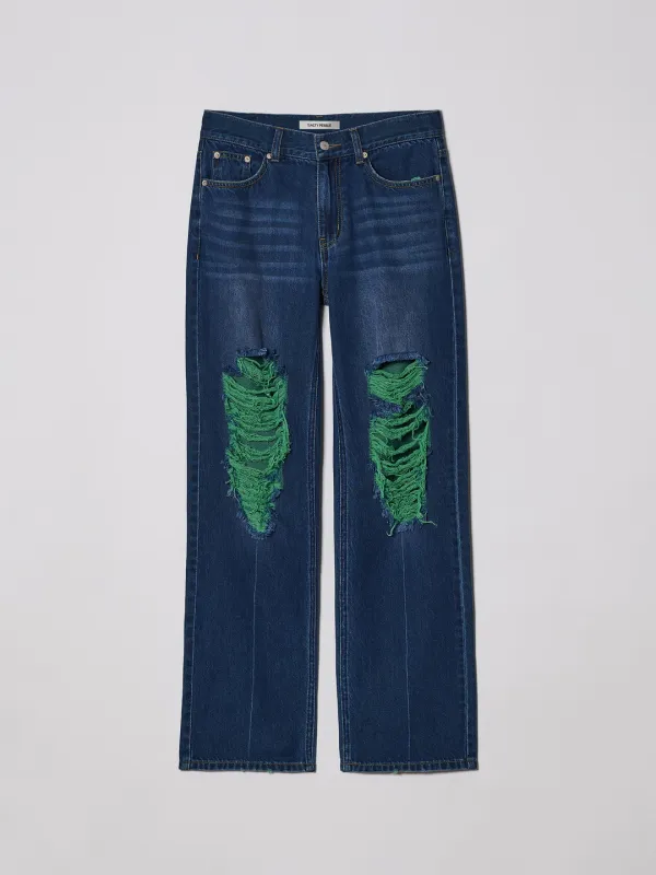 DESTROYED COLOR JEANS [BLUE]