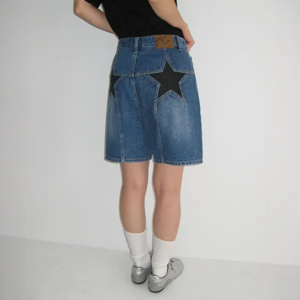 STAR POCKET DENIM SHORTS PANTS MEDIUM BLUE