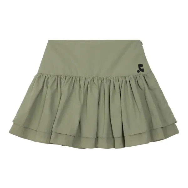RUFFLE MINI SKIRT - KHAKI