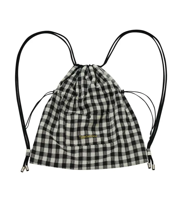 Checkered Button Pocket Bag [Black]