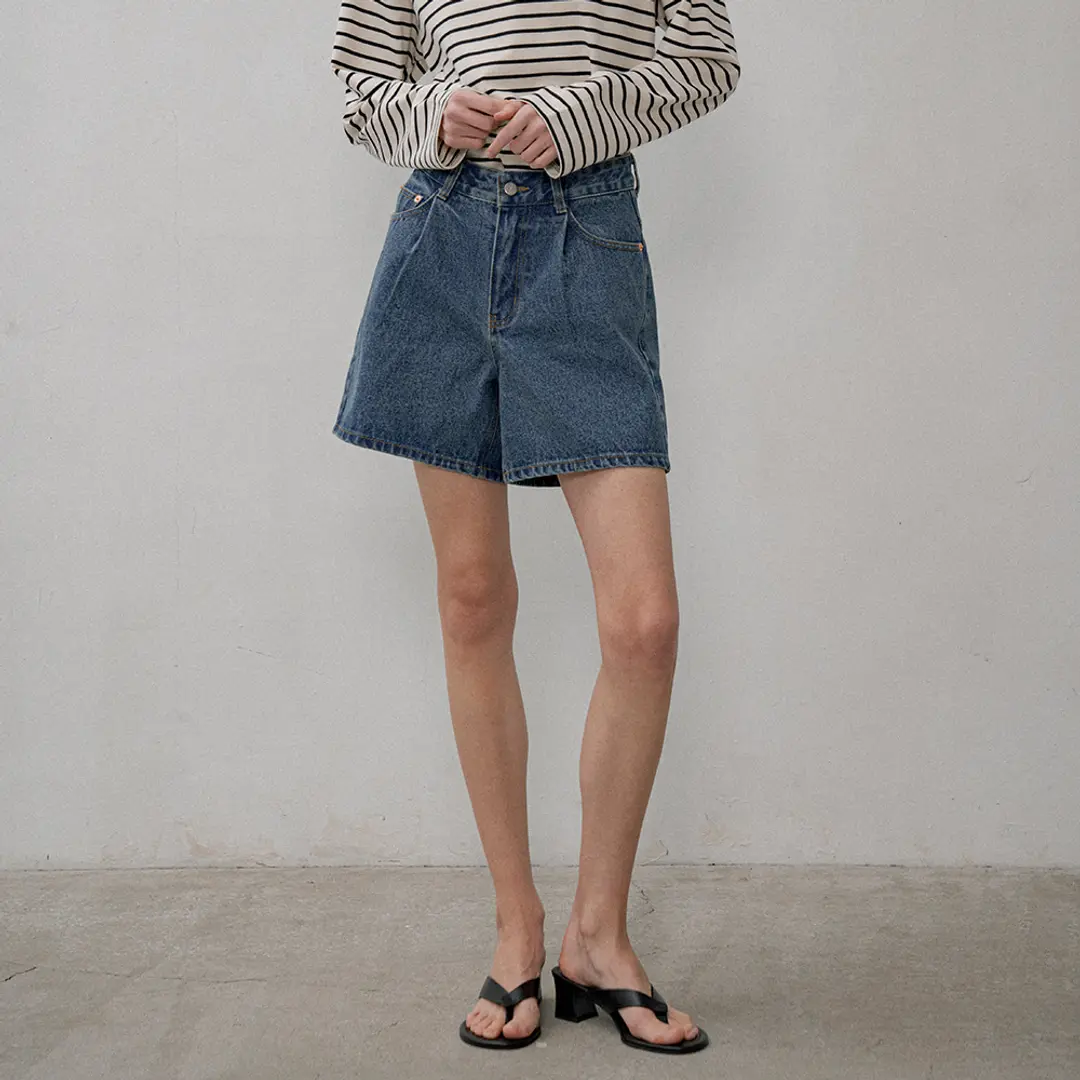 시야쥬 [5/27 예약발송] SIJN6030 color denim shorts_Deep blue 상품 이미지 2