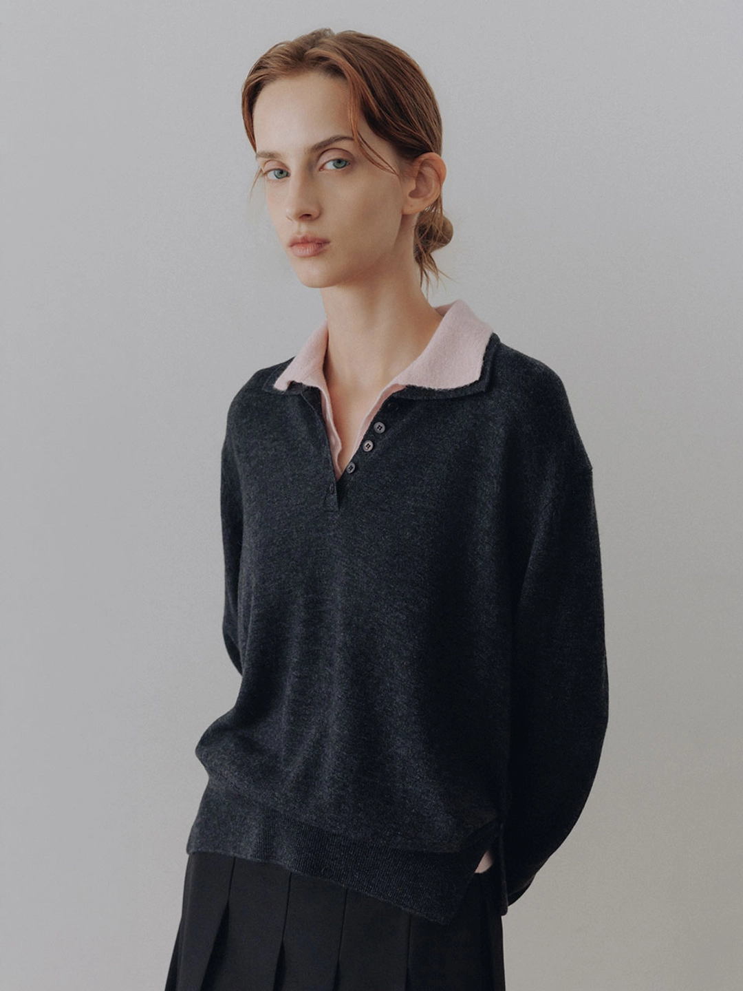 루에브르 Double Collar-Trim Knit Top SK6AP868_2color 상품 이미지 1