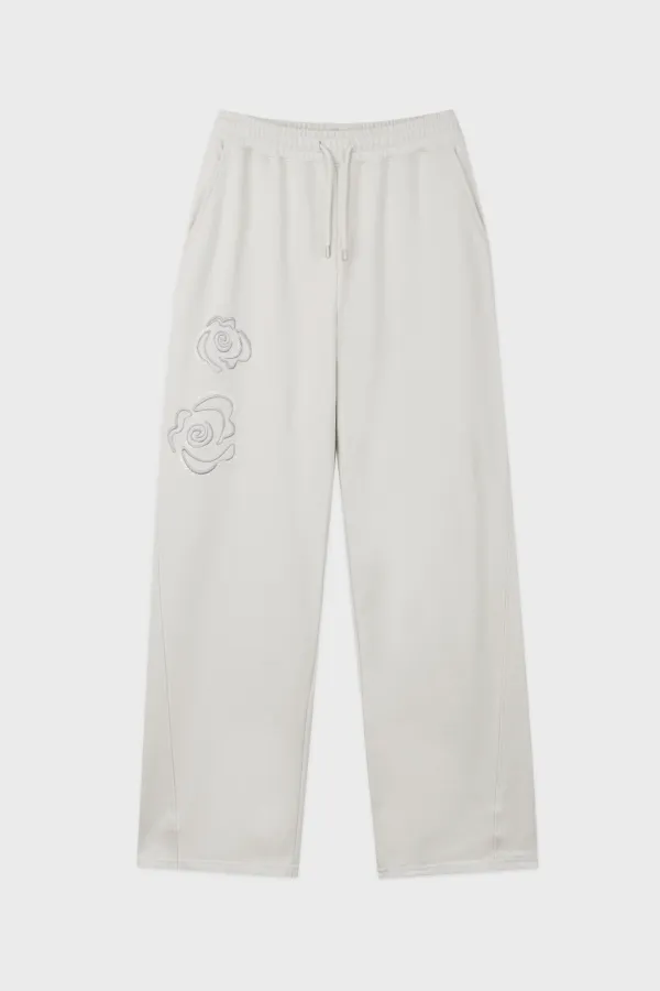 Rose Stamp Jogger Pants (Ivory)