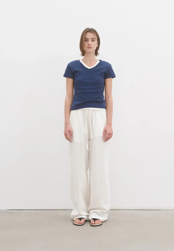 Linen blend string pants (white)