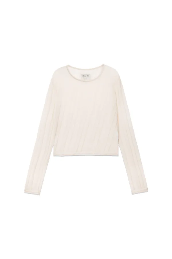 DIAGONAL TEXTURE KNIT TOP IN LIGHT BEIGE