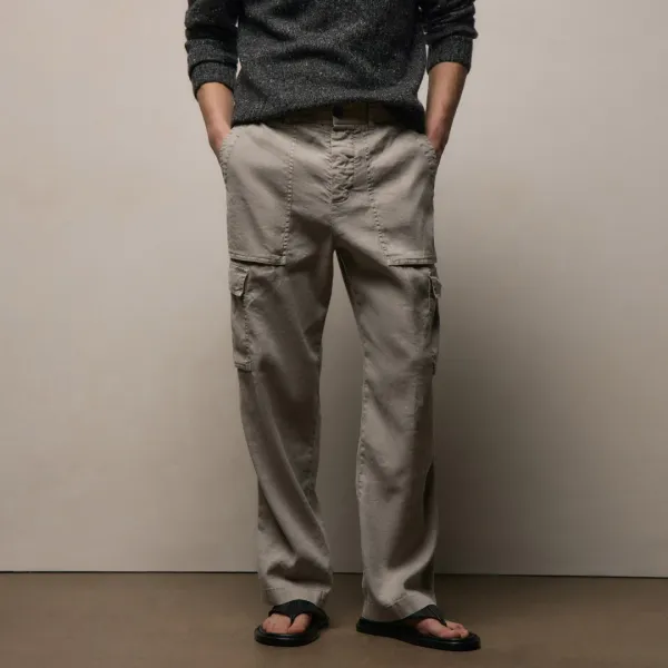 Stretch Linen Cargo Pant - Fog Pigment