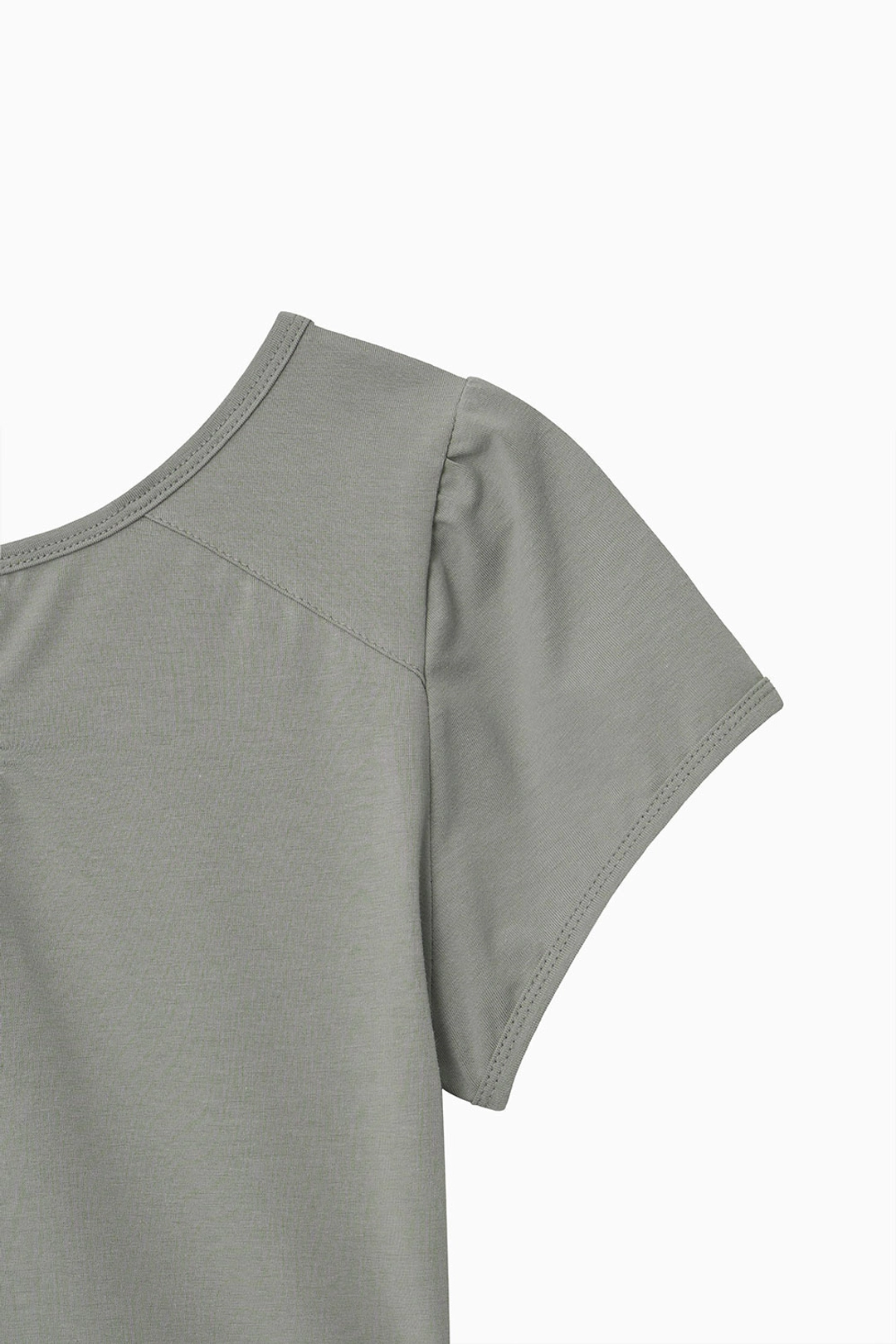오헤시오 SMOCKED PUFF T-SHIRT, KHAKI GRAY 상품 이미지 3