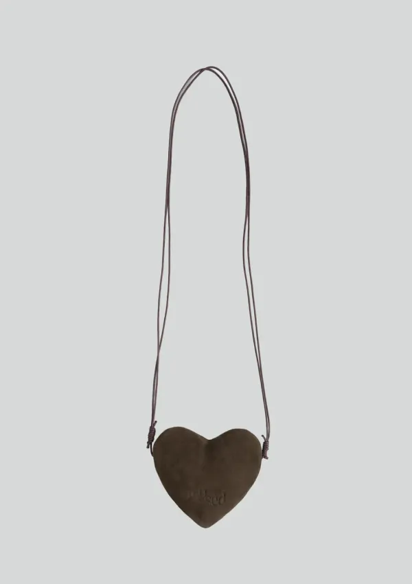Mused Real Suede Heart Bag - Khaki