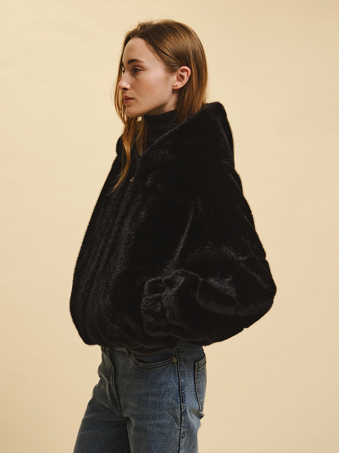 르니나 ROVENA fur hood zip-up jacket_black 상품 이미지 3