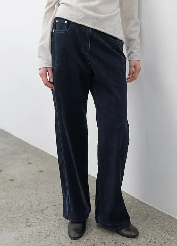 (PT-5837)WIDE STRAIGHT VELVET DENIM PANTS