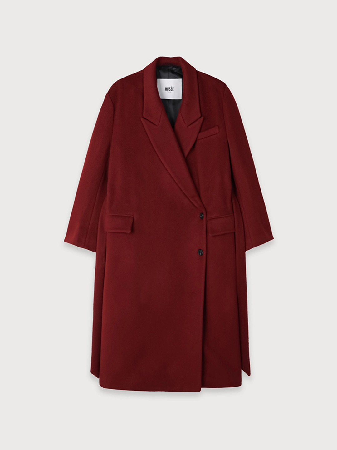 뮤제 LONDON Merino Wool Double Oversized Tailored Coat_Burgundy 상품 이미지 2
