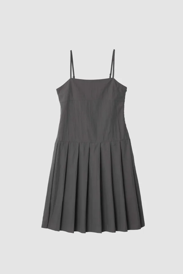 Anna Charcoal Pleated Dress