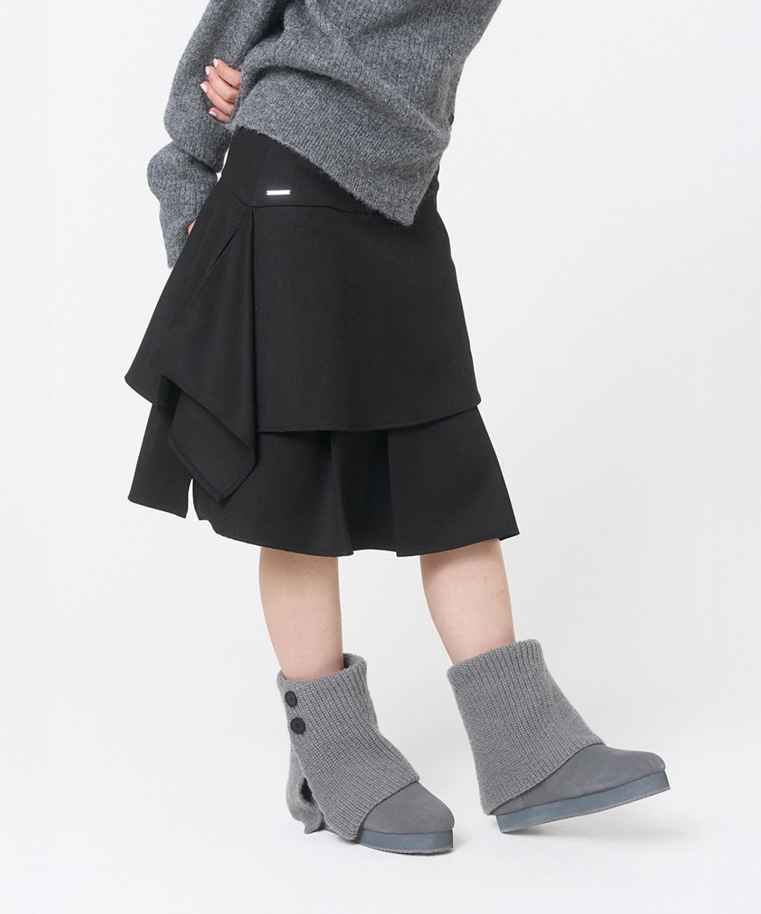 미세키서울 Sei layered midi skirt BLACK 상품 이미지 3
