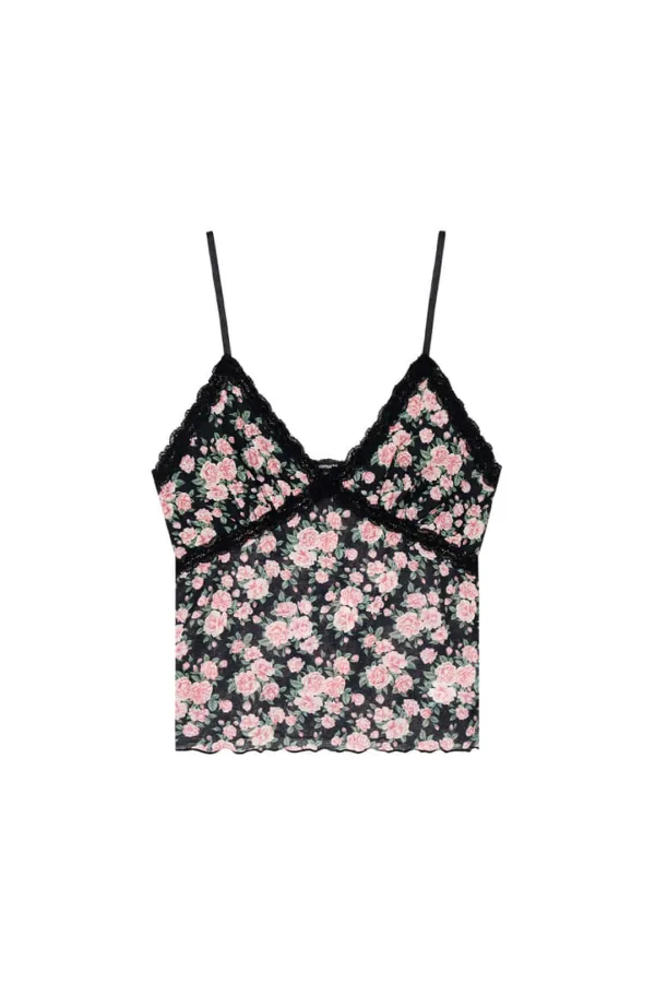 FLORAL 02 LACE CAMI TOP (BLACK)