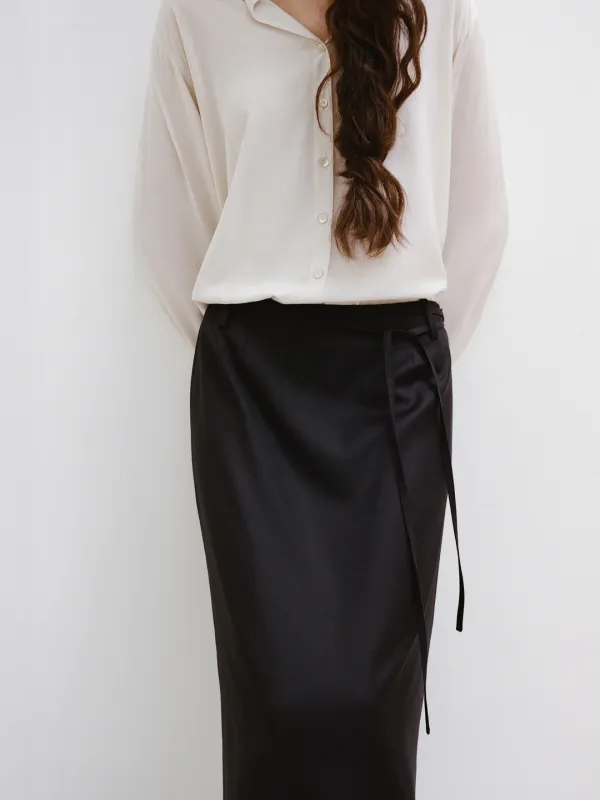 VEIL SILK SHIRTS / PEACH BEIGE