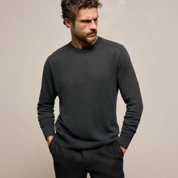 Cotton Cashmere Raglan Crew - Coal