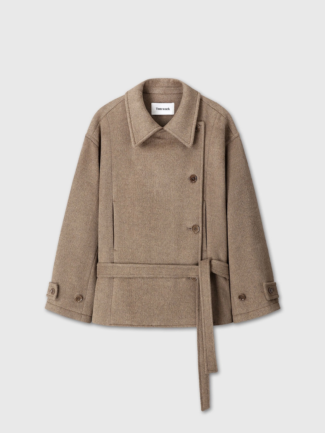 토니웩 (W) WOOL ASYMMETRICAL SHORT COAT_ OLIVE BROWN 상품 이미지 1