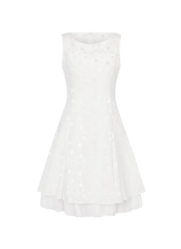 Polka Dot Silk Dress (White)