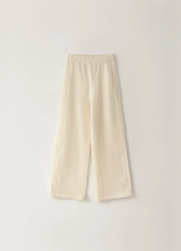 Wool Boucle Banding Pants - Ivory - pebblem