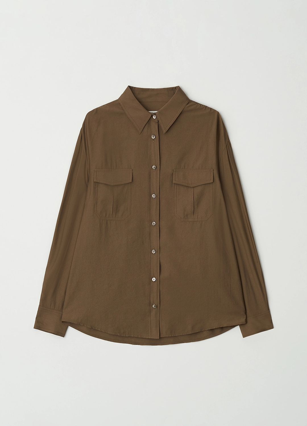 스텝어라운드 Double pocket shirring shirt_BROWN 상품 이미지 1