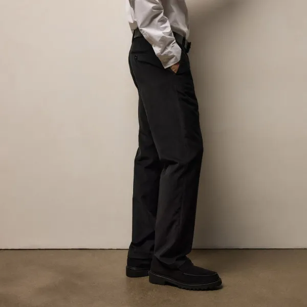 Cotton Cashmere Corduroy Suit Pant - Black