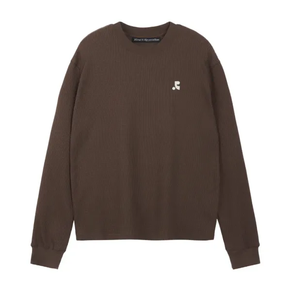 WAFFLE CREWNECK T-SHIRT - BROWN