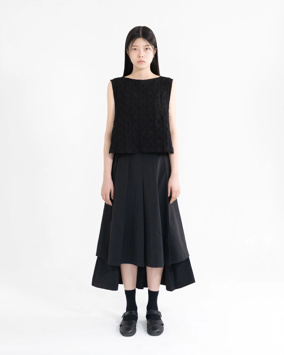 유노이아 high-low pleats skirt (open, 단독 주문 시 선발송) 상품 이미지 1