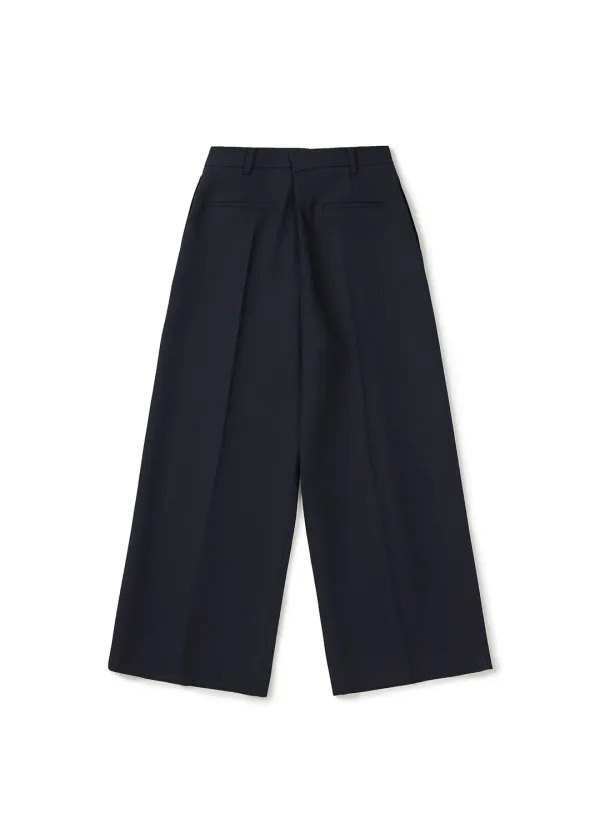 BACK-PLEATED WIDE PANTS (DARK NAVY)