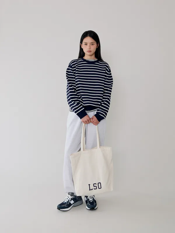 James cotton stripe knit_navy/ecru