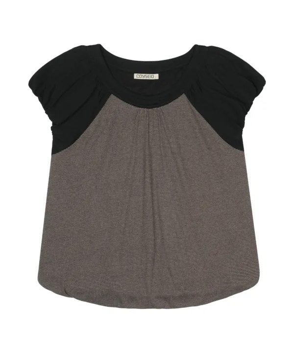 PUFF SHIRRING T-SHIRT BLACK